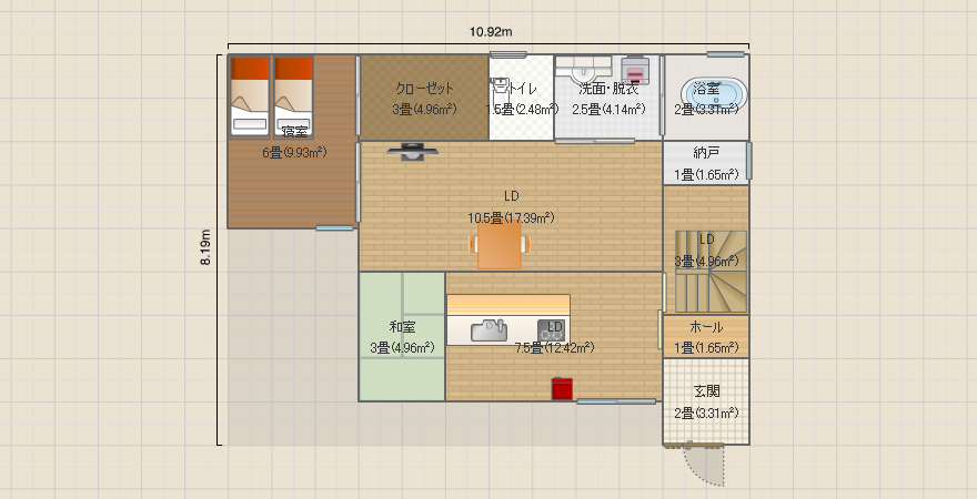 東南玄関間口6間