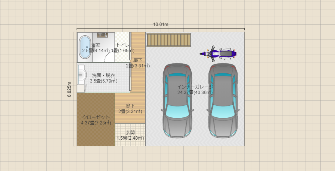 建築20.6坪・延床41.2坪の2階建てガレージハウス