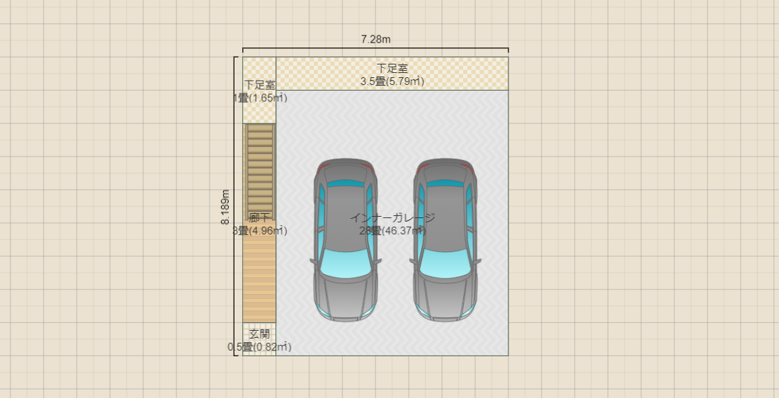 建築18坪・延床54坪の3階建てガレージハウス