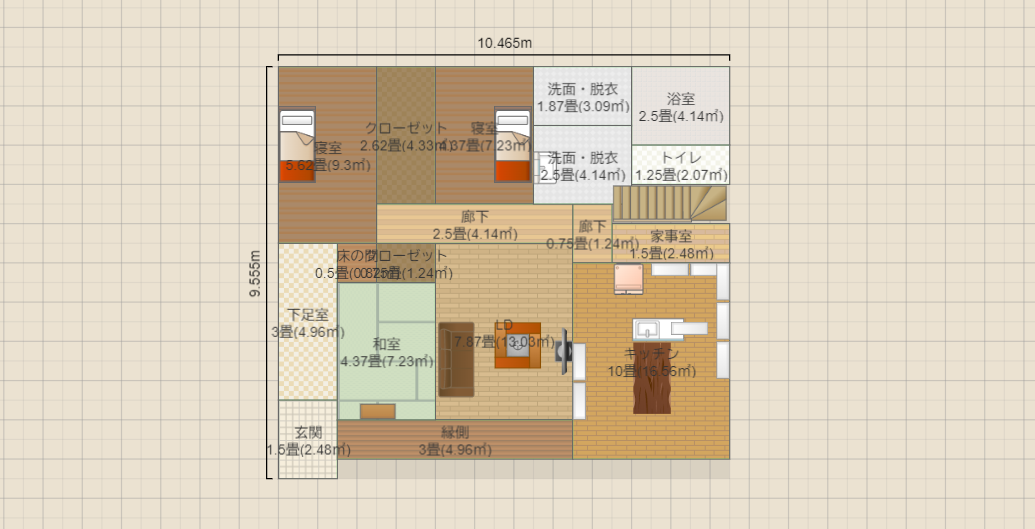 平屋　バリアフリー　3人家族