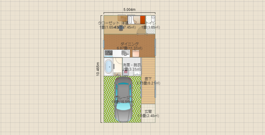 ﾛｰｺｽﾄ ｶﾞﾚｰｼﾞﾊｳｽ［長屋15坪］（ｼﾝｸﾞﾙ向け平屋）