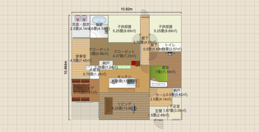 正方形平屋（南東玄関）