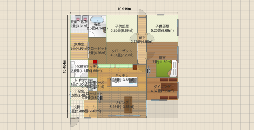 正方形平屋A（南西玄関）