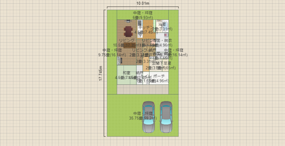 東向き間口10m