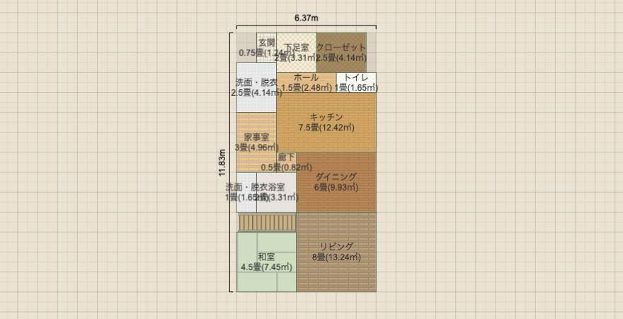 I型LDK 和室横L字階段