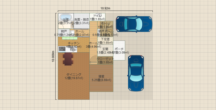 縦長の　4LDKの家