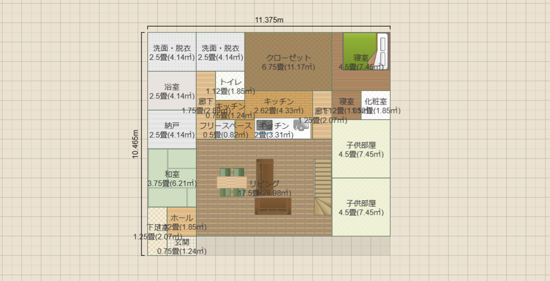 36坪　リビング階段