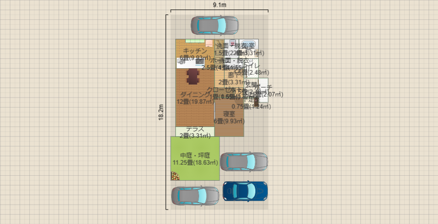 東玄関　4LDKの家