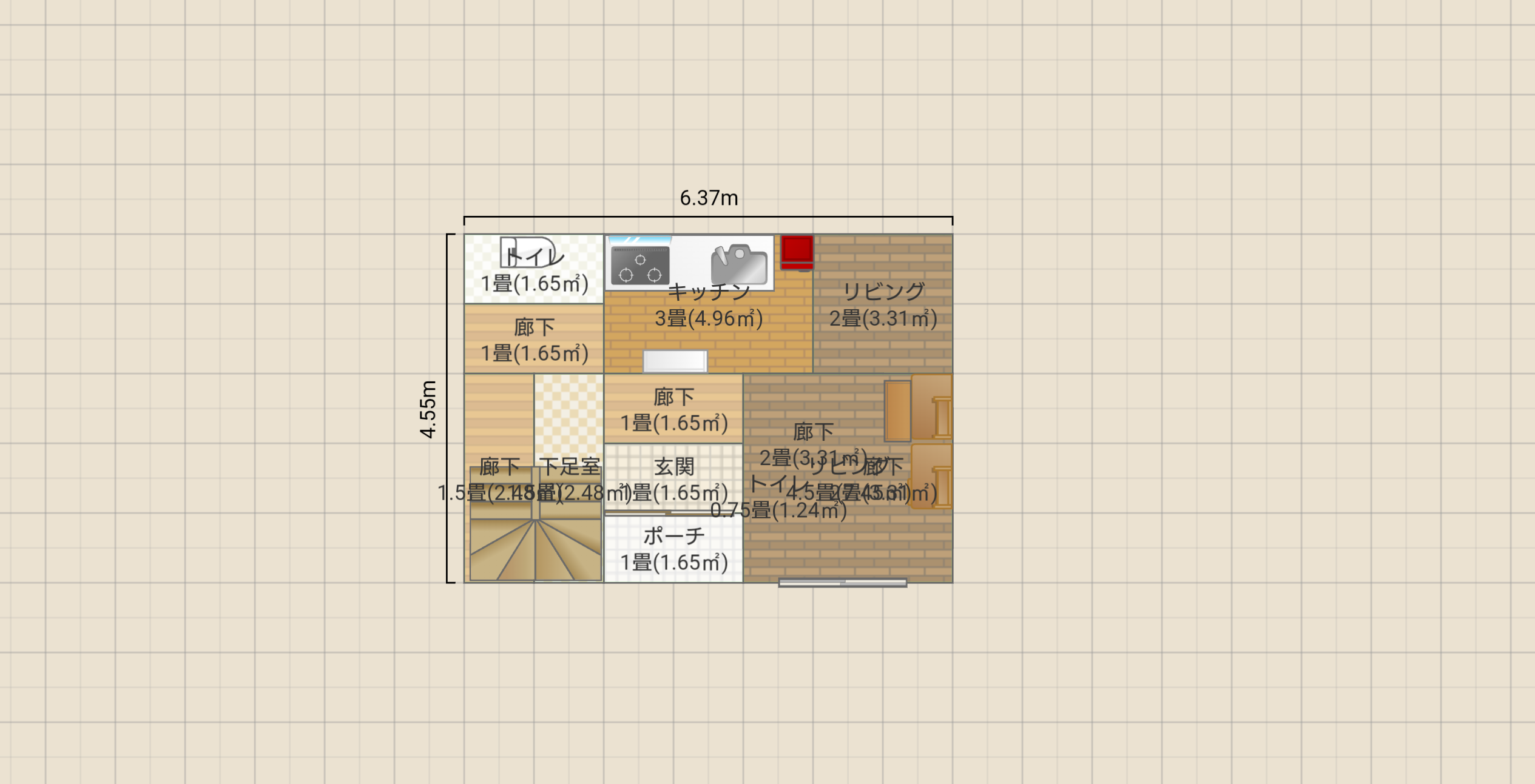 階段奥２階建て 正面玄関