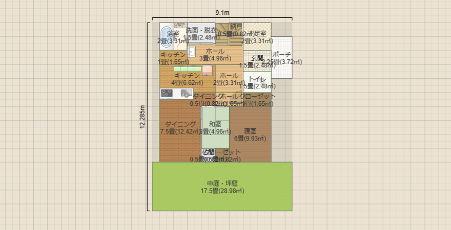 北東玄関　4LDKの家 真ん中和室2