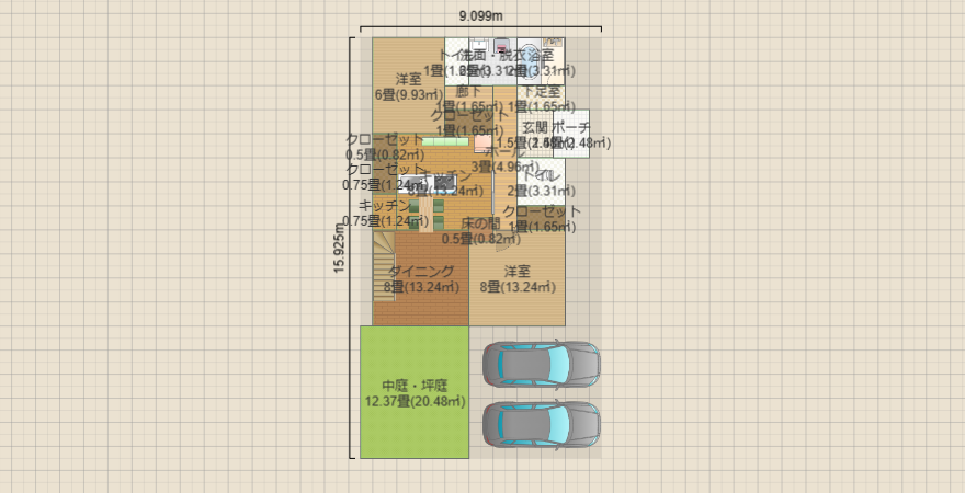 36坪　1階２つトイレと居室