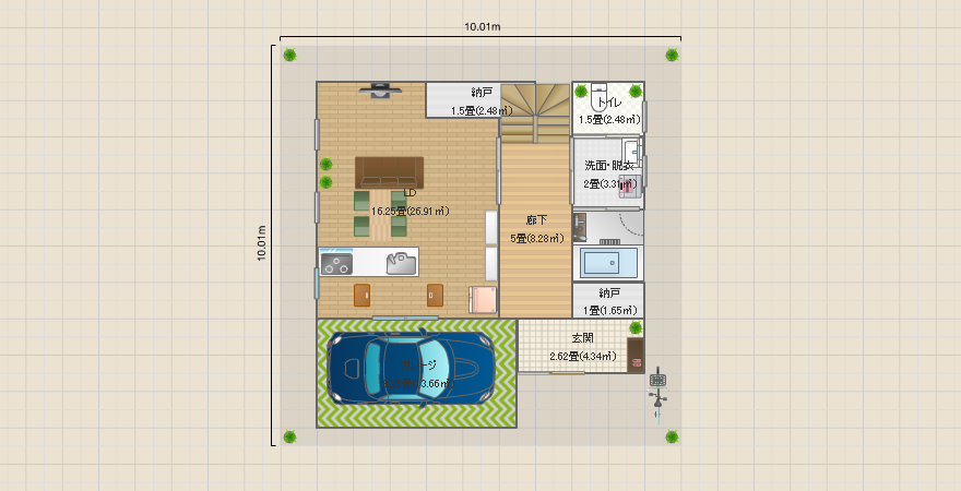 敷地100㎡／建蔽率60％／容積率150％④（クリア）