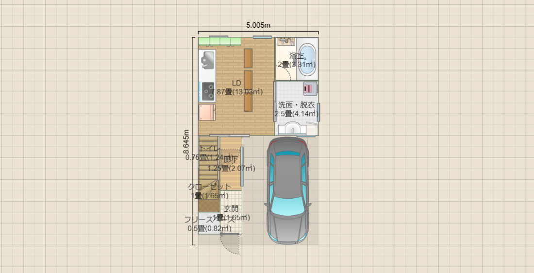 8坪設計３階建て　設計見直し