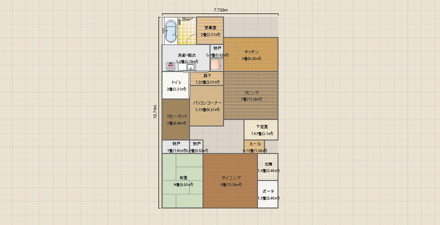 Ｍ邸Ｂ案　スキップＦ横ＣＬを削るプラン　