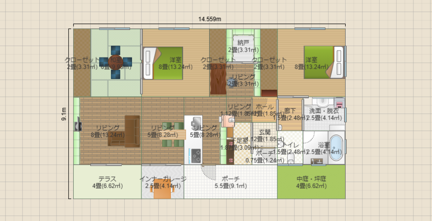 平屋間取り