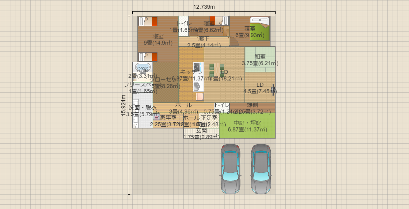 平屋（南向き・敷地広め・良い形）