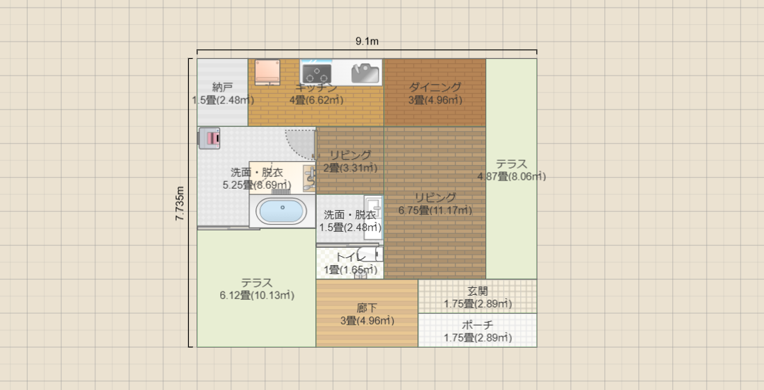 マイサイズ（２２坪）ガレージなし