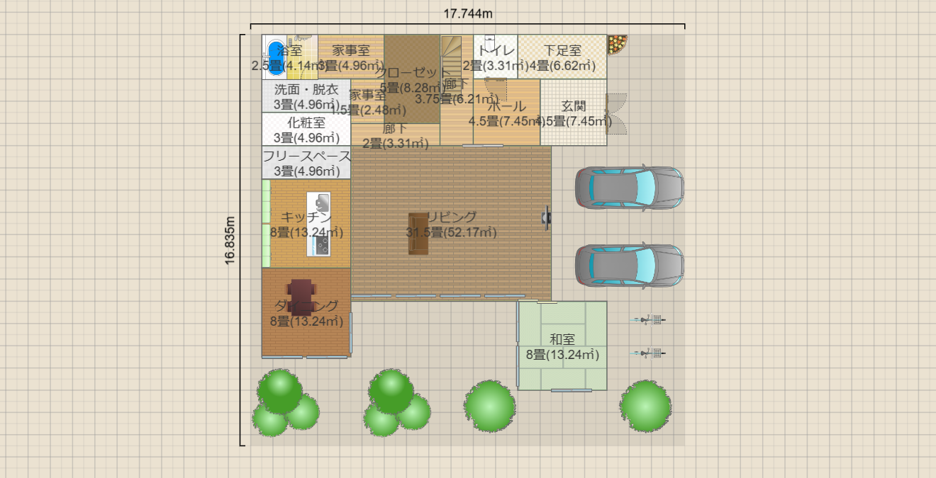 吹き抜けリビング