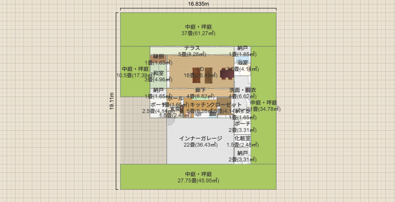 39.2軒の出1365、ガレージ前1820  犬走付