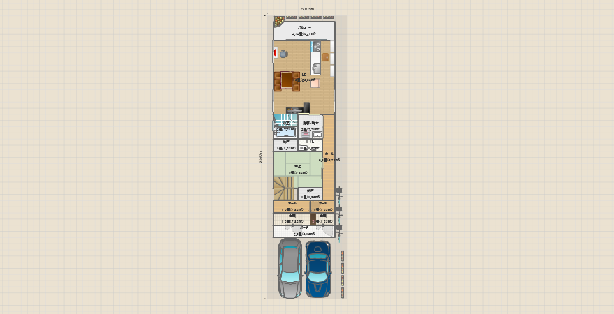 間口6ｍ(完全分離二世帯)2階建て4